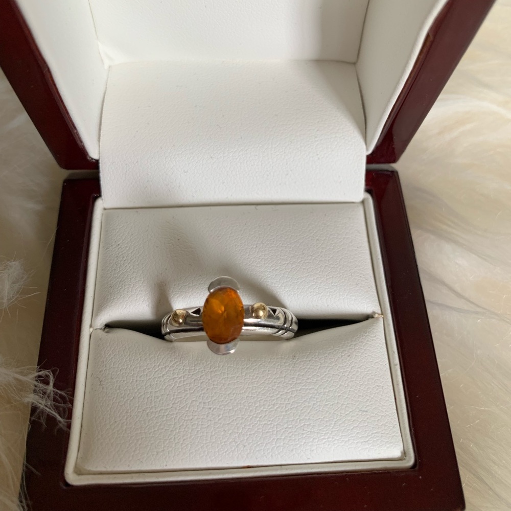 John Atencio Sterling Silver Ring Citrine, sz 6.5
